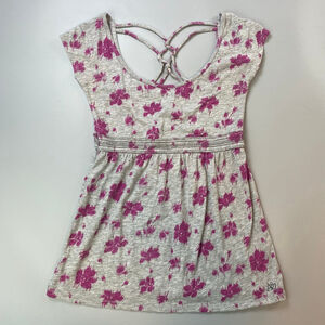 Aeropostale Top Small Y2K Babydoll Gray Pink 2000s Retro Soft Girl Floral Cute